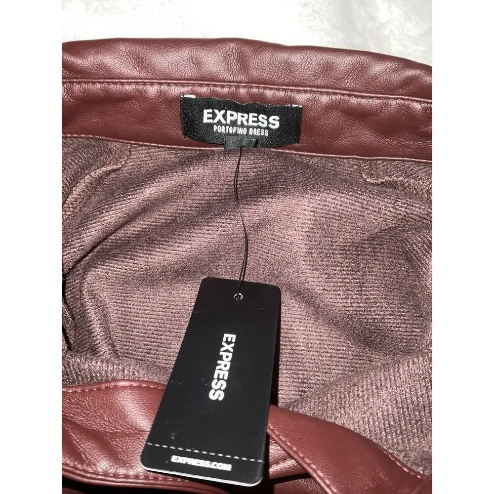 EXPRESS®️Faux Leather Boyfriend Mini Portofino Oversized Shirt Dress NWT-SZ... - Picture 7 of 10